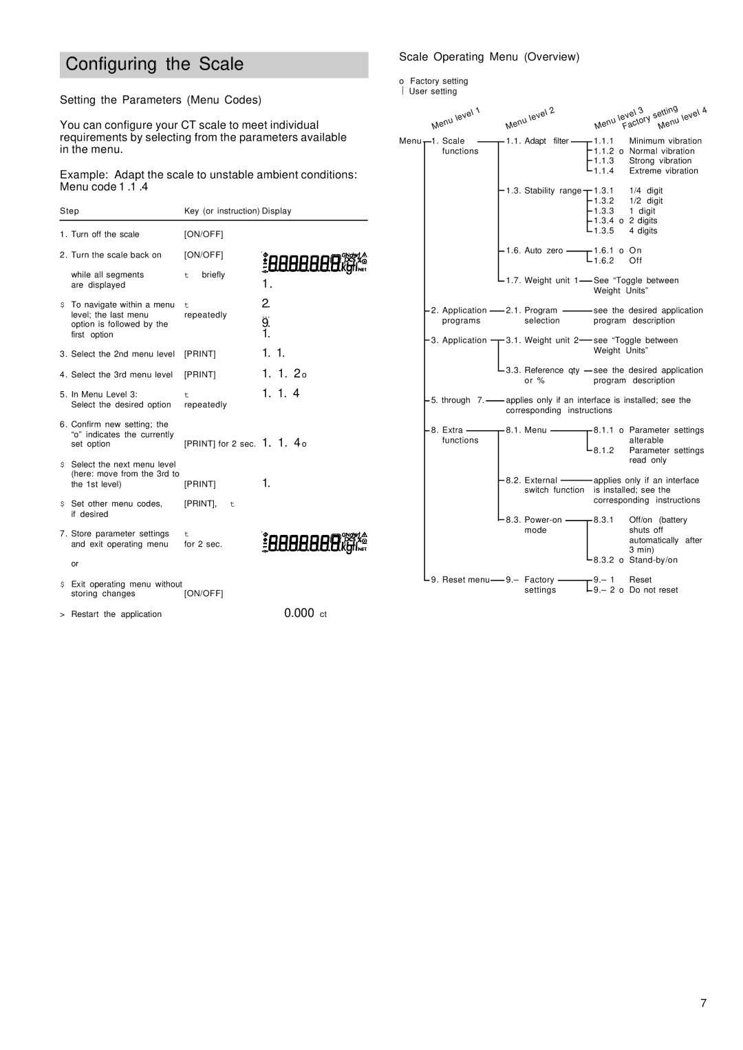 Citizen CT103, CT503 operating instructions Configuring the Scale, 000 ct 