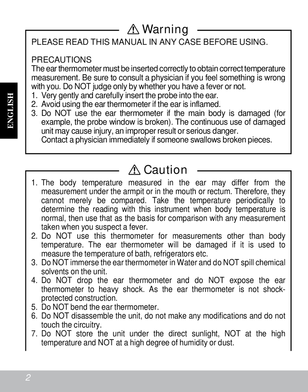 Citizen CT810 instruction manual Precautions 