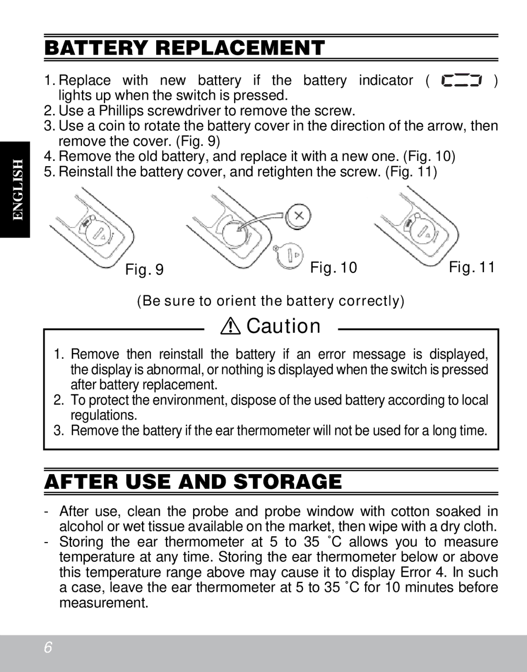 Citizen CT810 instruction manual Battery Replacement, After USE and Storage 