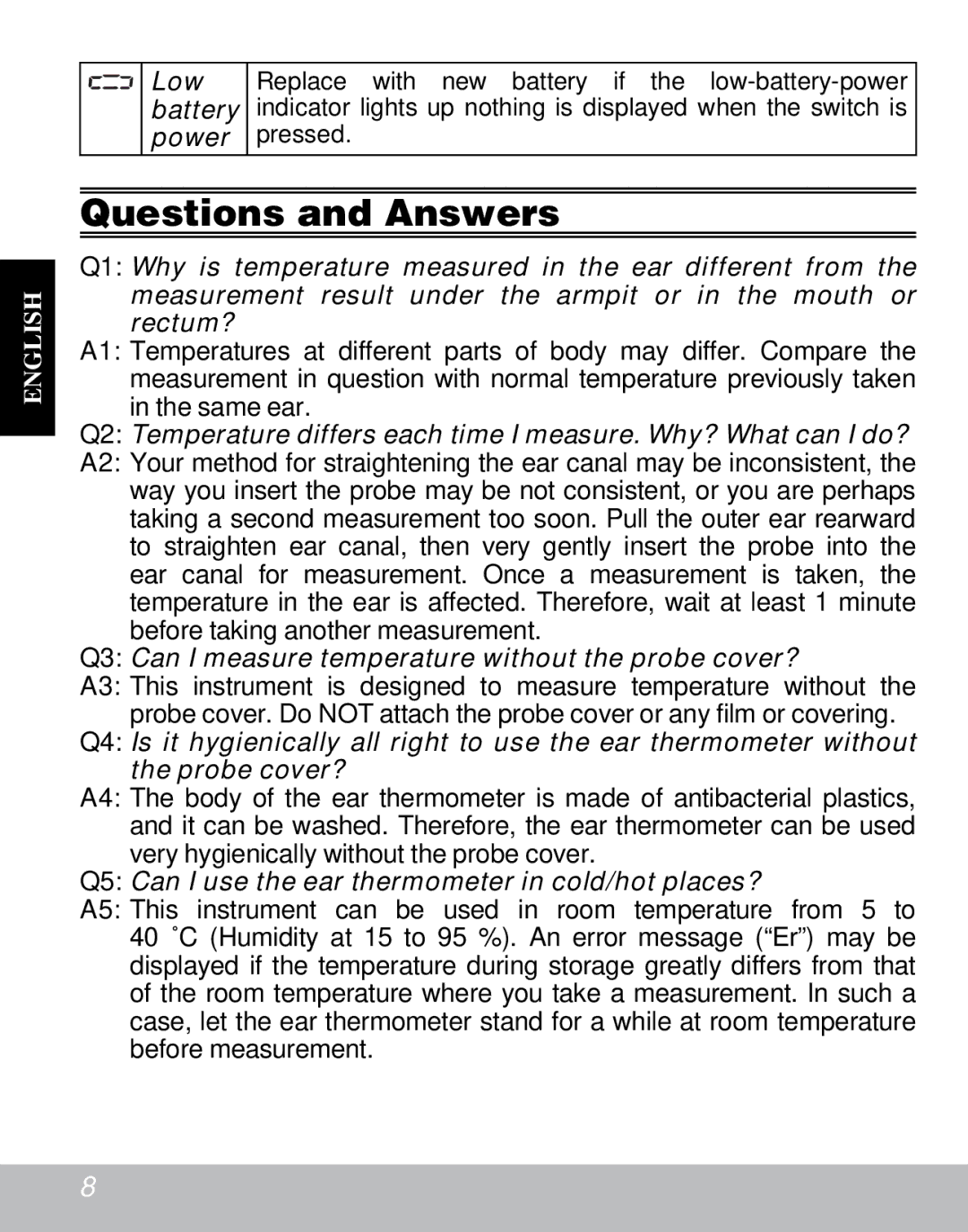 Citizen CT810 instruction manual Questions and Answers, Q3 Can I measure temperature without the probe cover? 