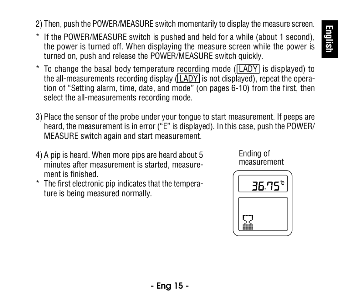 Citizen CT915 instruction manual Ending of measurement 