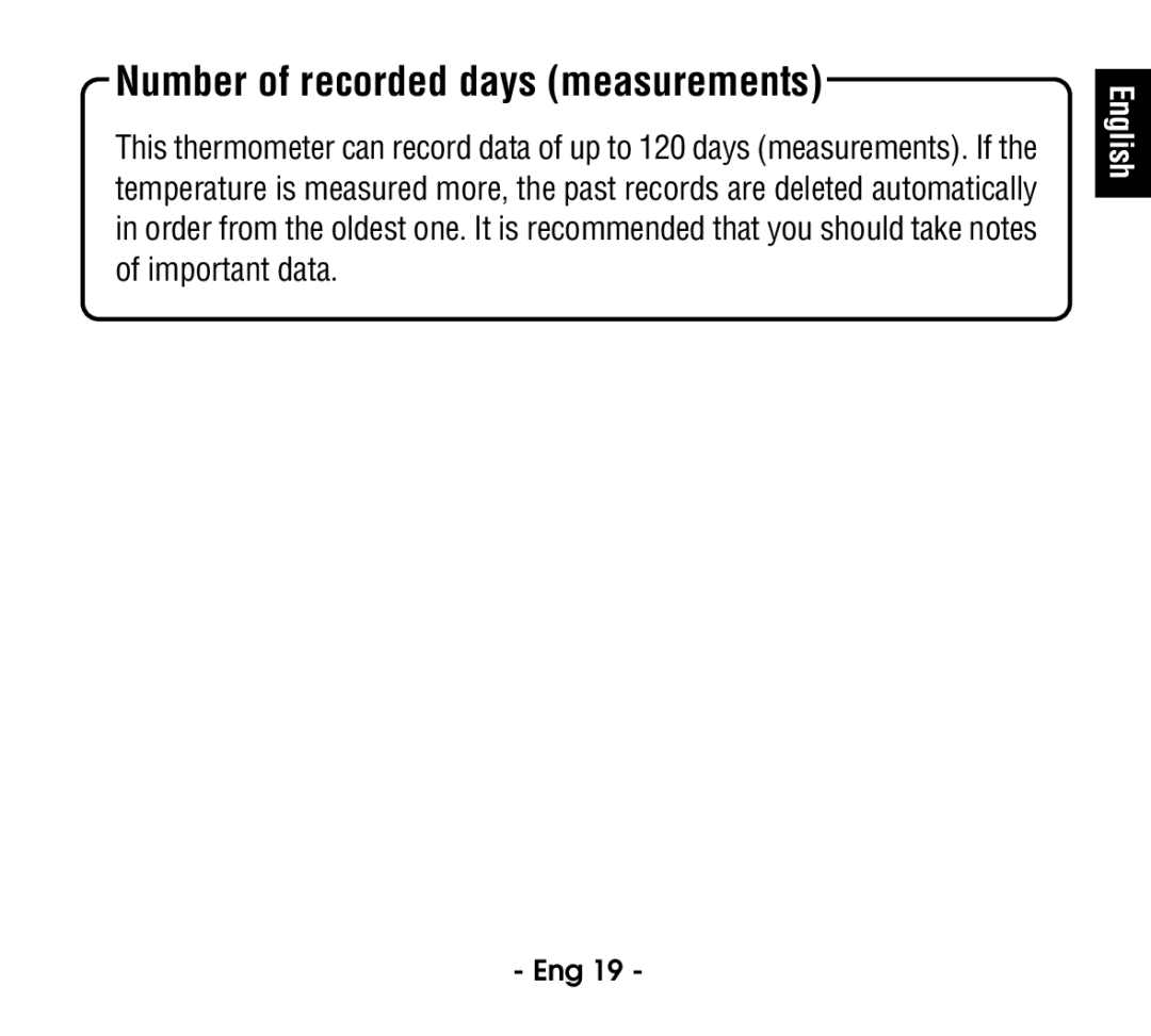 Citizen CT915 instruction manual Number of recorded days measurements 