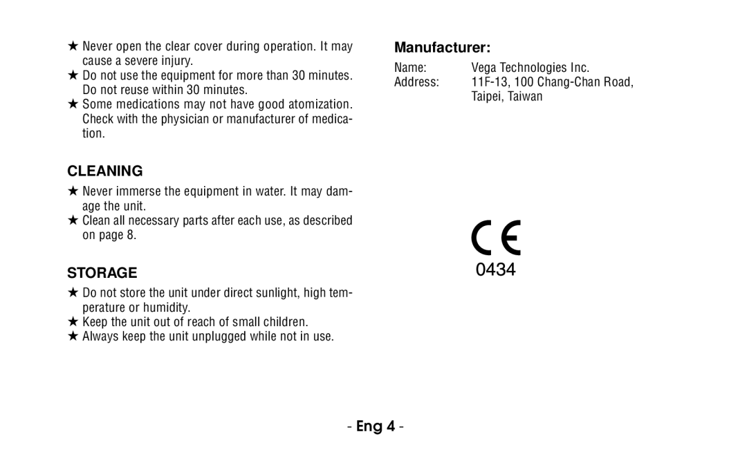 Citizen CUN60 instruction manual Cleaning, Storage 