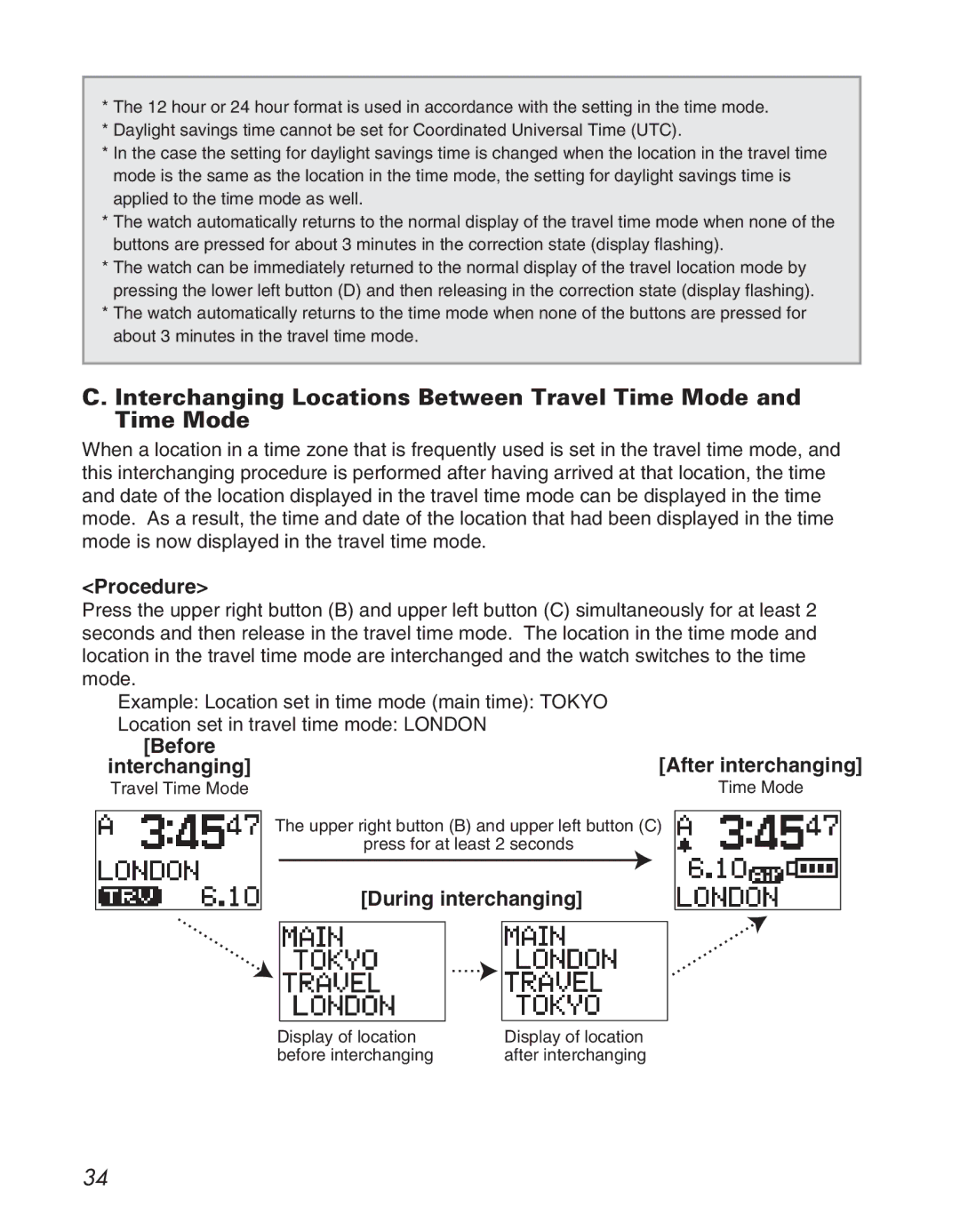 Citizen D710/D716 instruction manual Procedure, Before Interchanging, After interchanging, During interchanging 