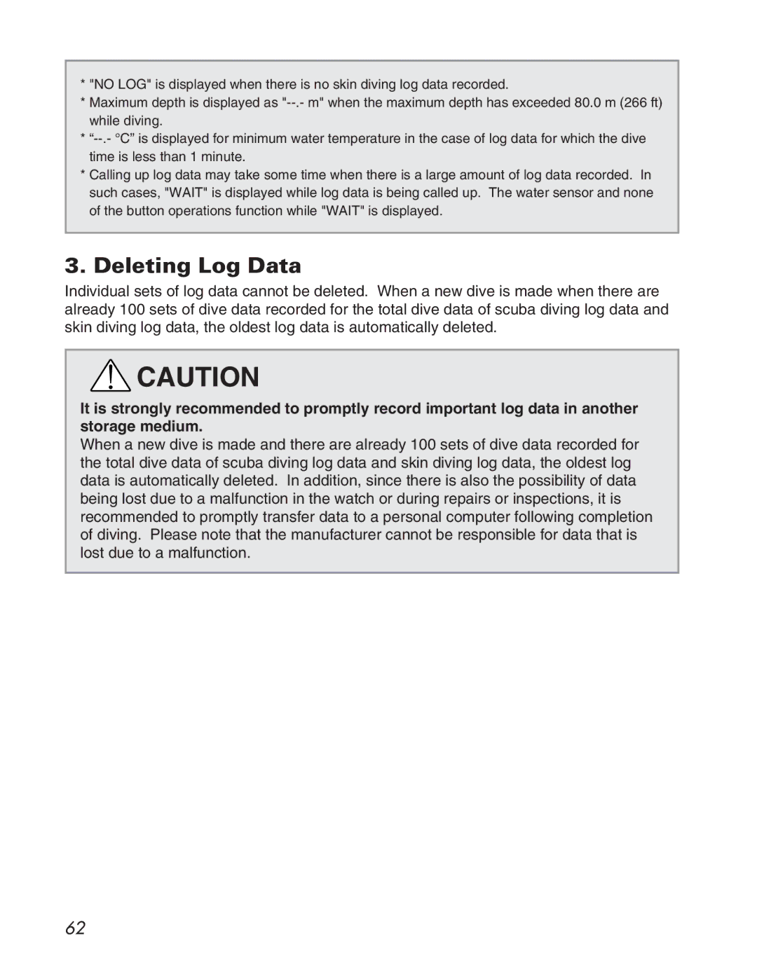 Citizen D710/D716 instruction manual Deleting Log Data 