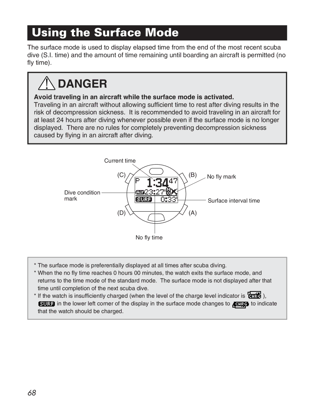 Citizen D710/D716 instruction manual Using the Surface Mode 