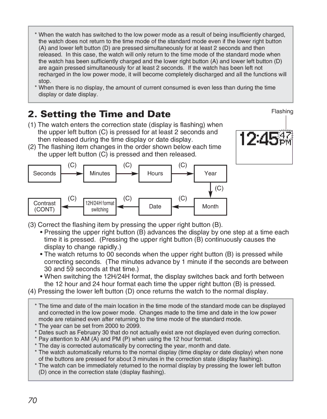 Citizen D710/D716 instruction manual Setting the Time and Date 