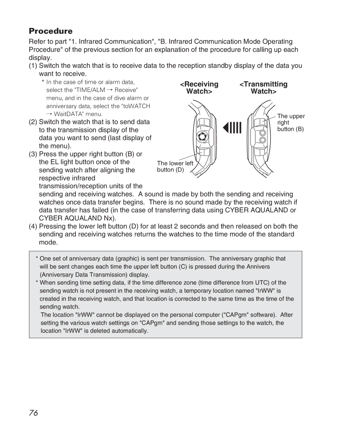 Citizen D710/D716 instruction manual Procedure, Receiving Transmitting WatchWatch 