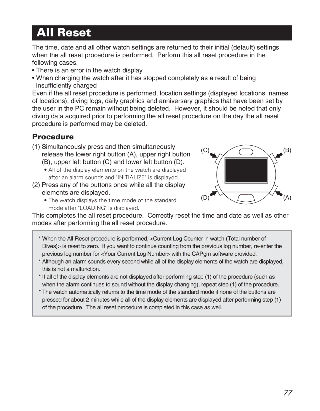 Citizen D710/D716 instruction manual All Reset 