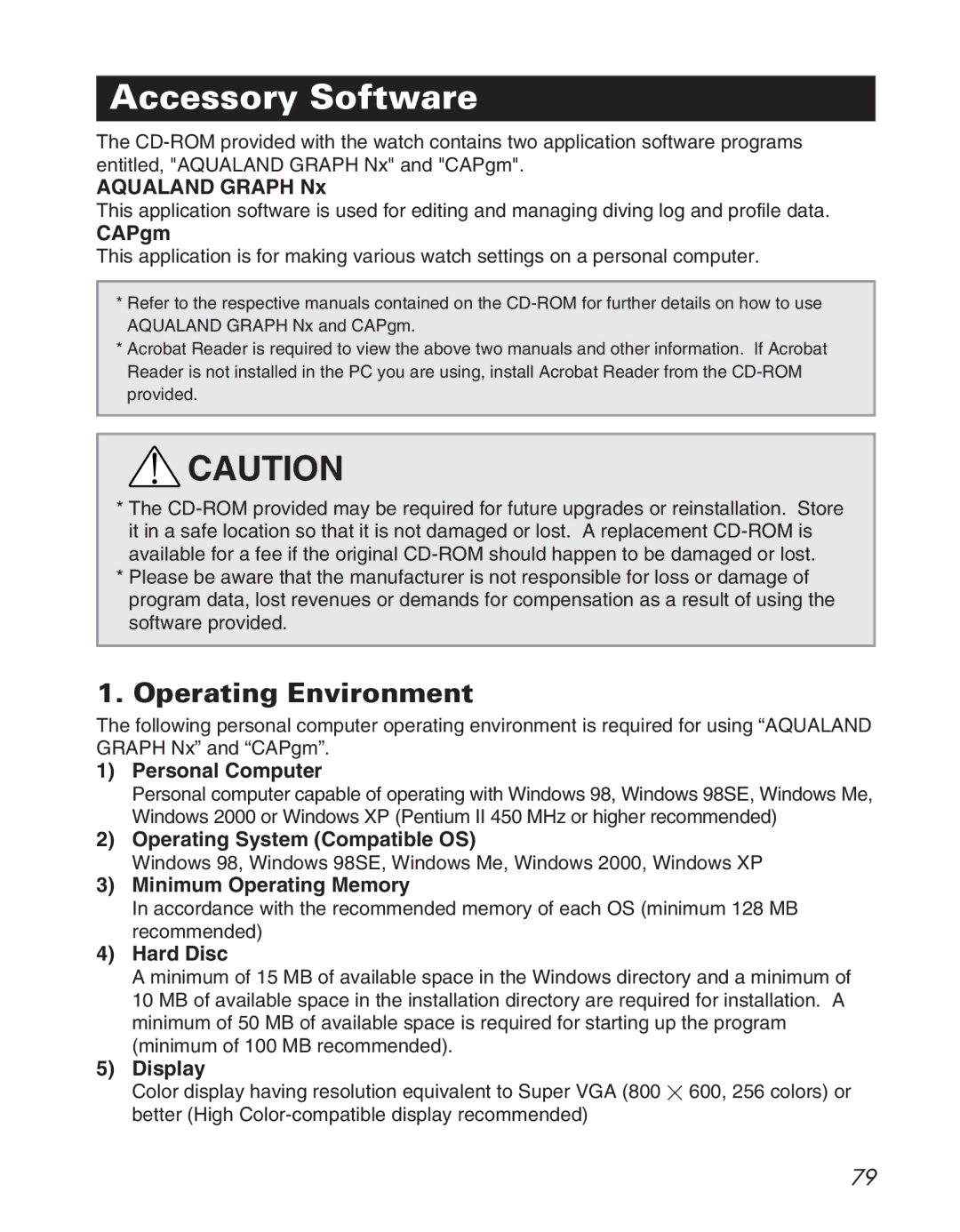 Citizen D710/D716 instruction manual Accessory Software, Operating Environment 