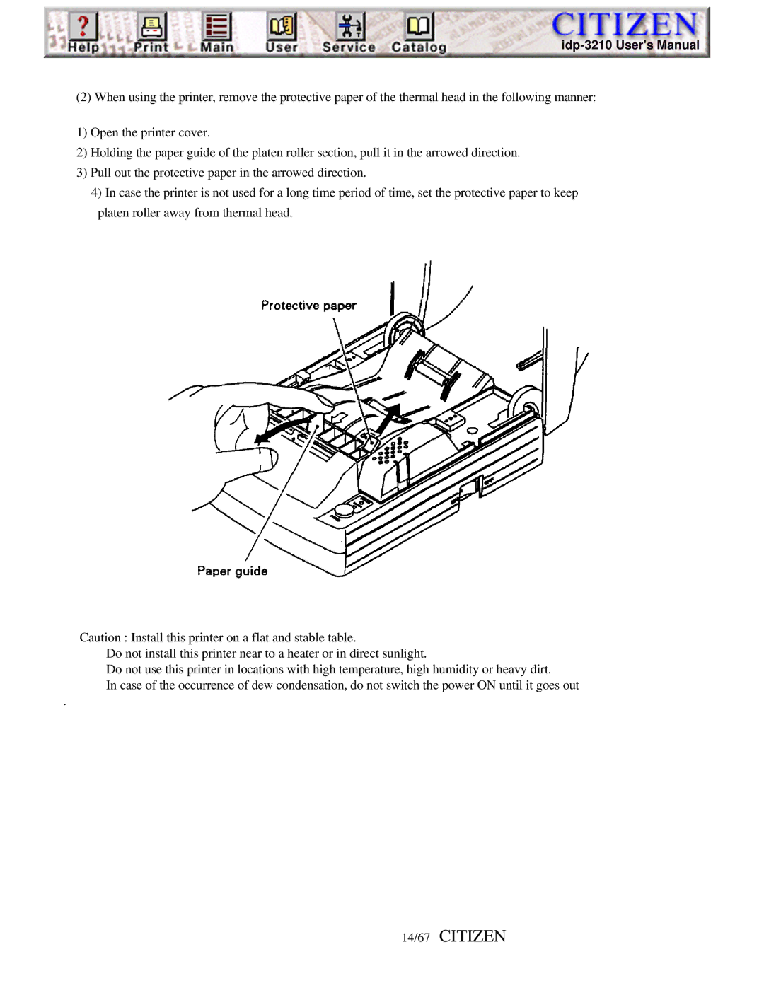 Citizen iDP-3210, Line Thermal Printer user manual 14/67 Citizen 