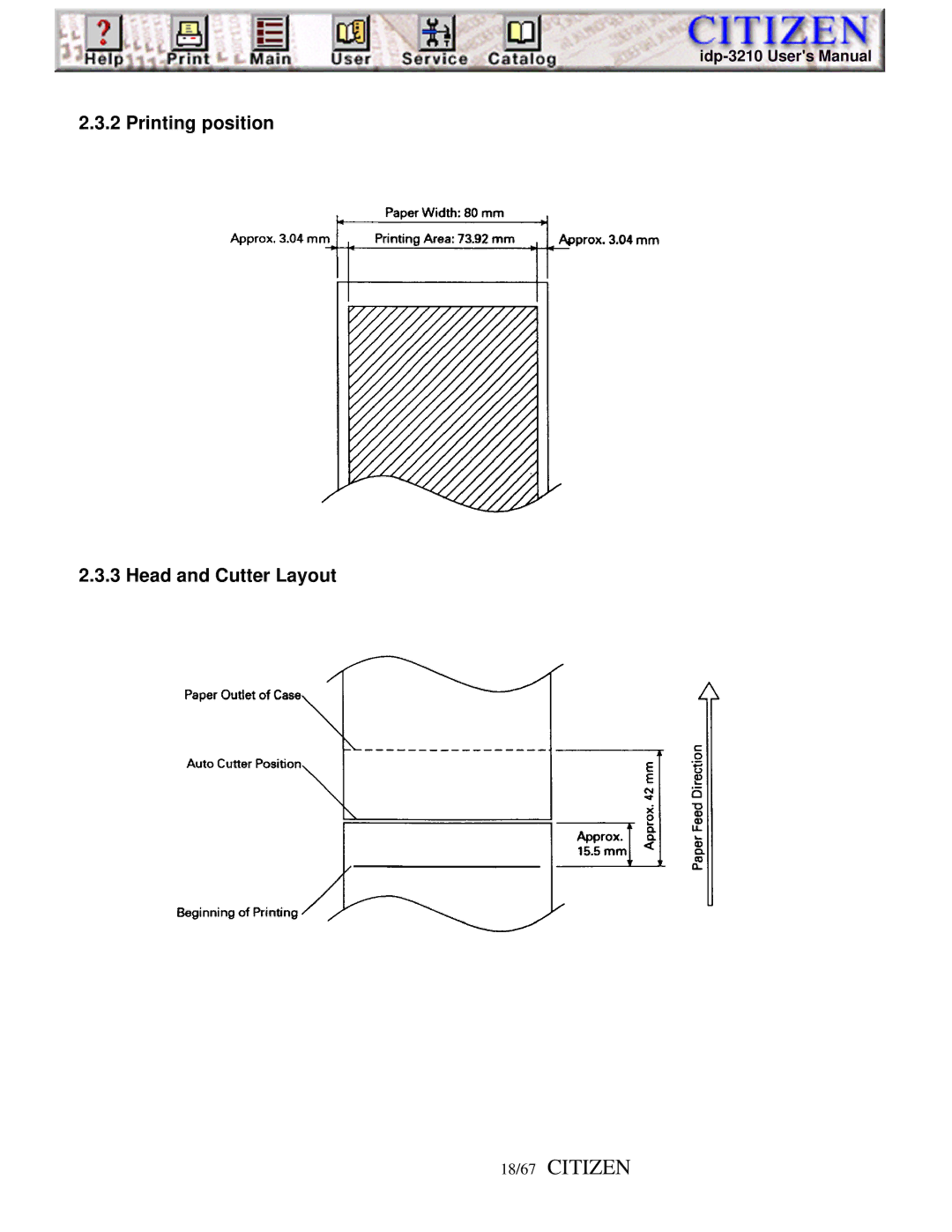 Citizen iDP-3210, Line Thermal Printer user manual 18/67 Citizen 