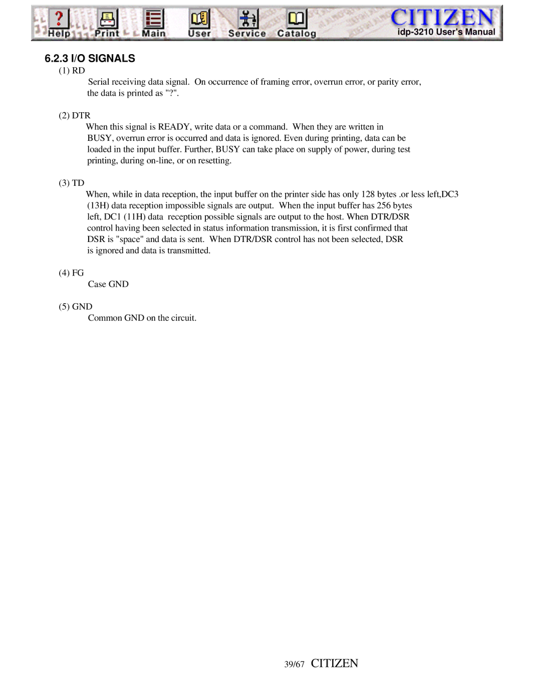 Citizen Line Thermal Printer, iDP-3210 user manual 39/67 Citizen 