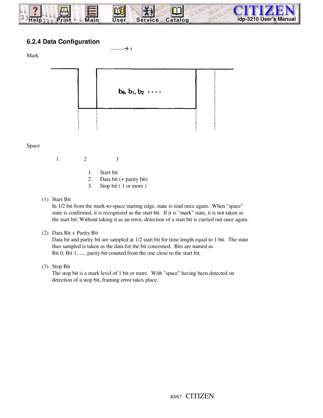 Citizen iDP-3210, Line Thermal Printer user manual 40/67 Citizen, Data Configuration 