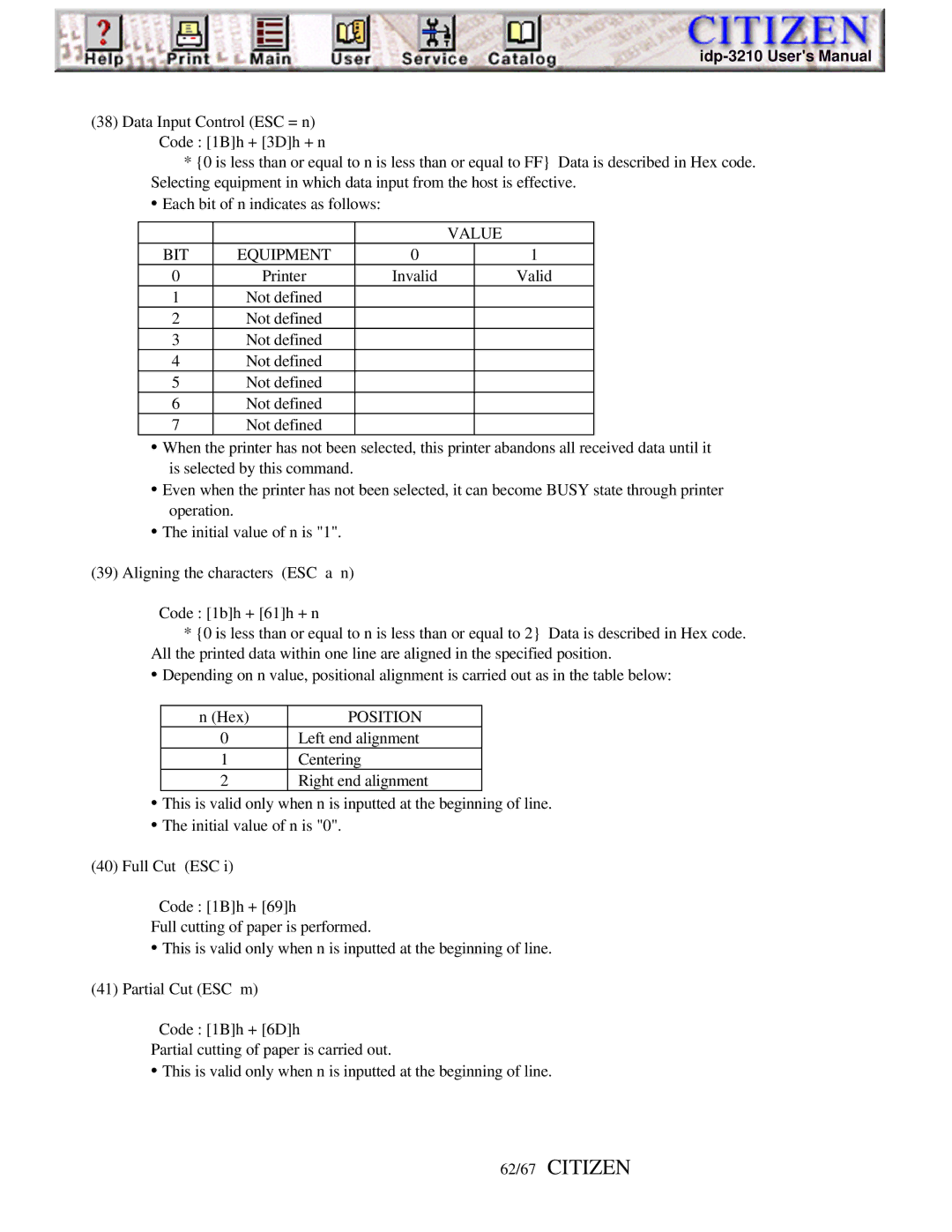 Citizen iDP-3210, Line Thermal Printer user manual 62/67 Citizen, Value 