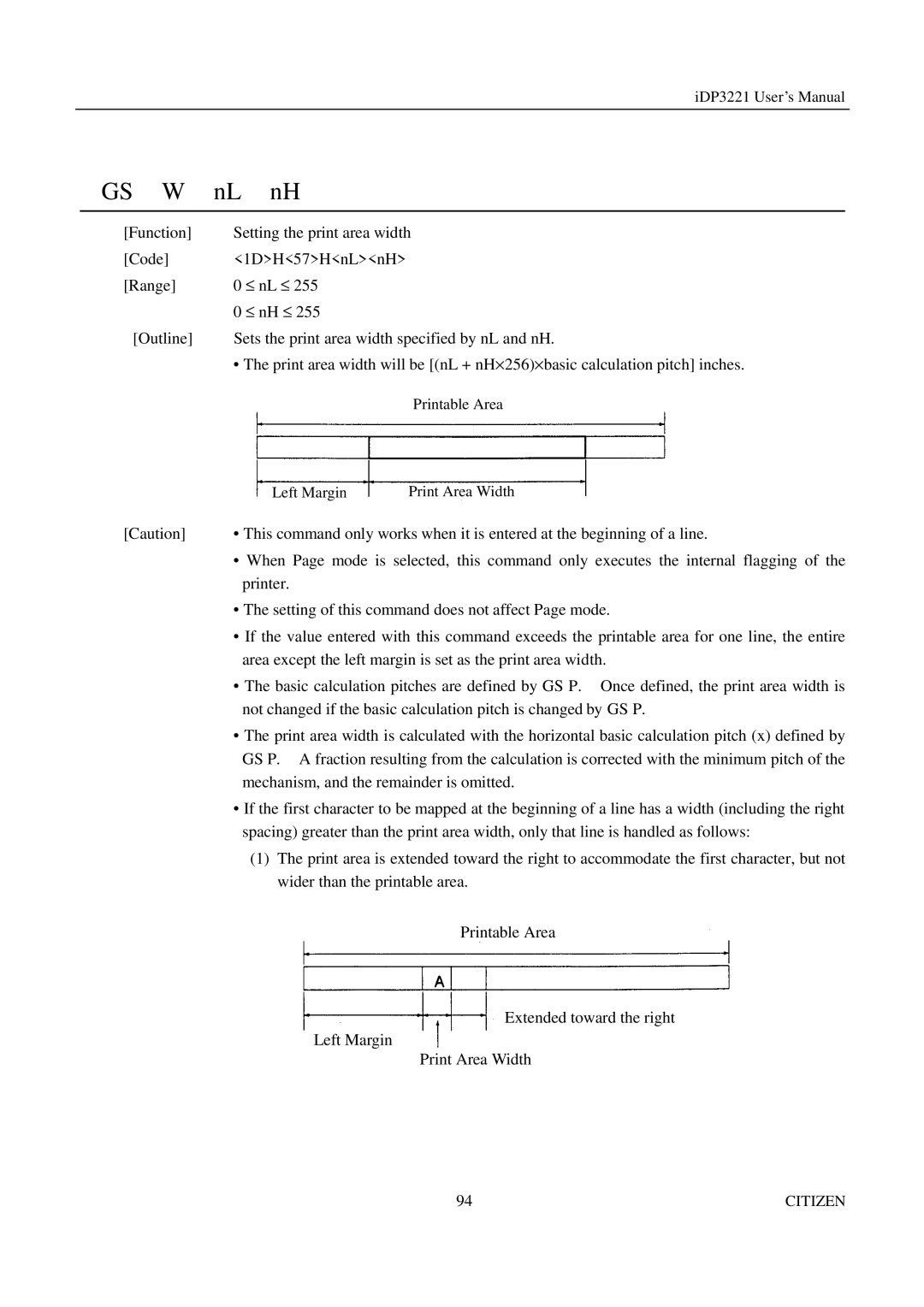 Citizen iDP3221 manual Gs W 