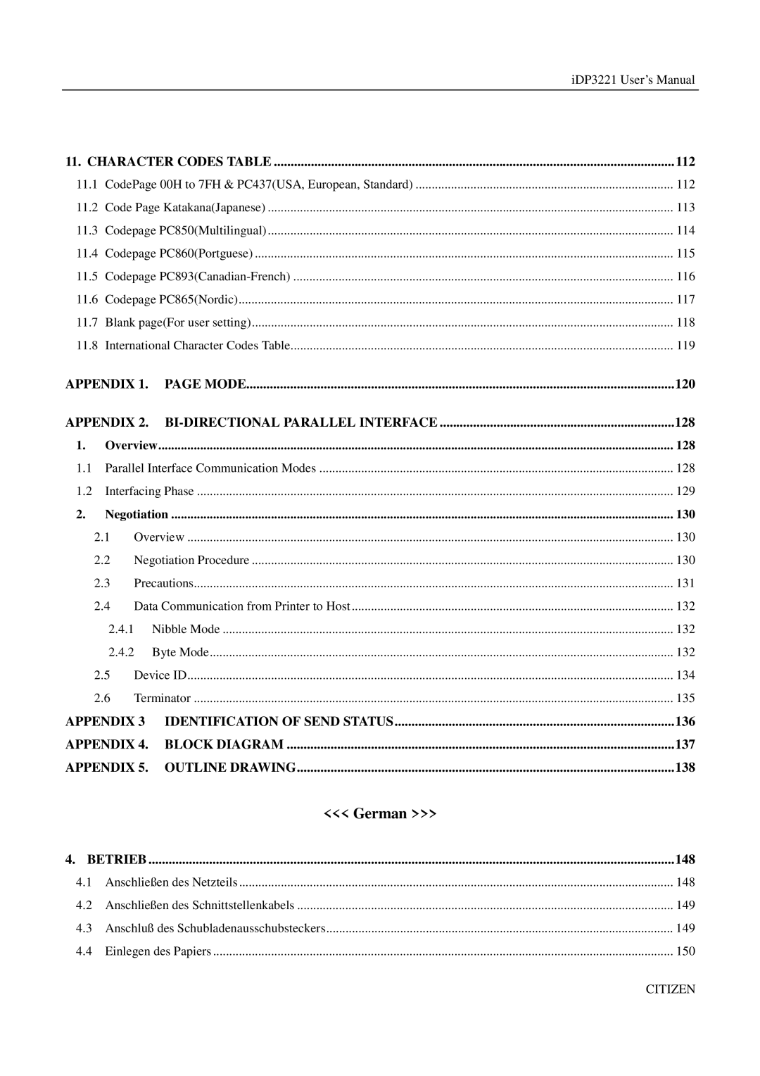 Citizen iDP3221 manual German 