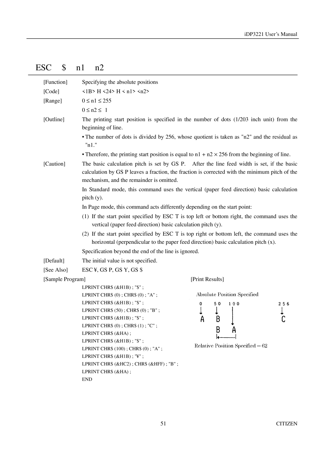 Citizen iDP3221 manual Pitch y 