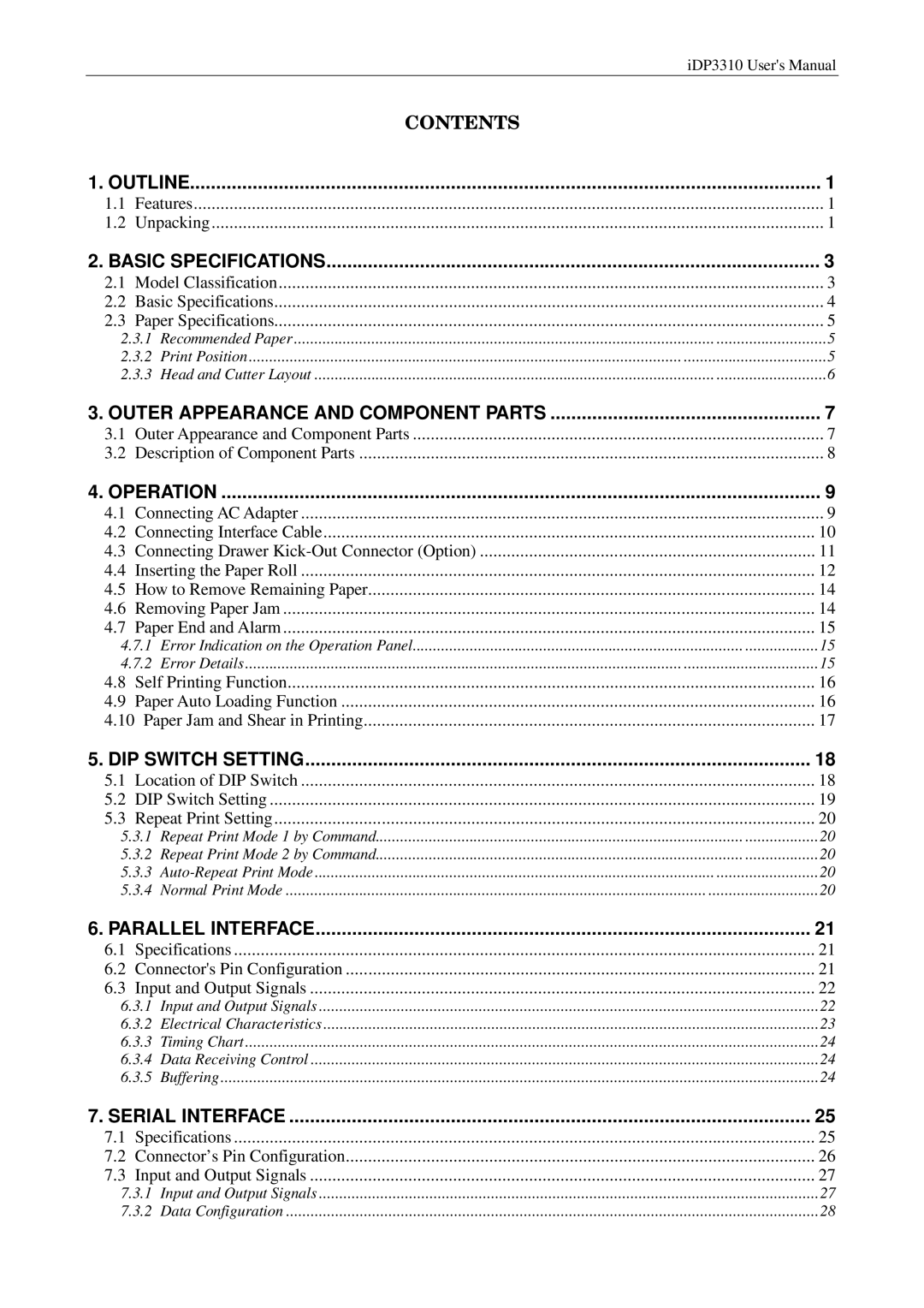 Citizen iDP3310 manual Contents 