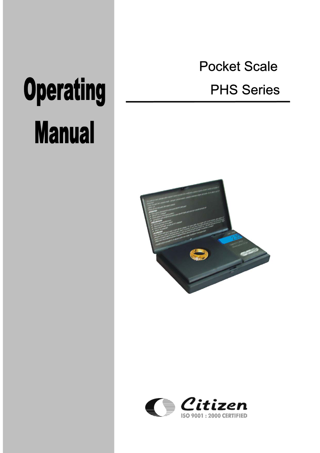 Citizen PHS 50, PHS 100 manual Pocket Scale PHS Series 