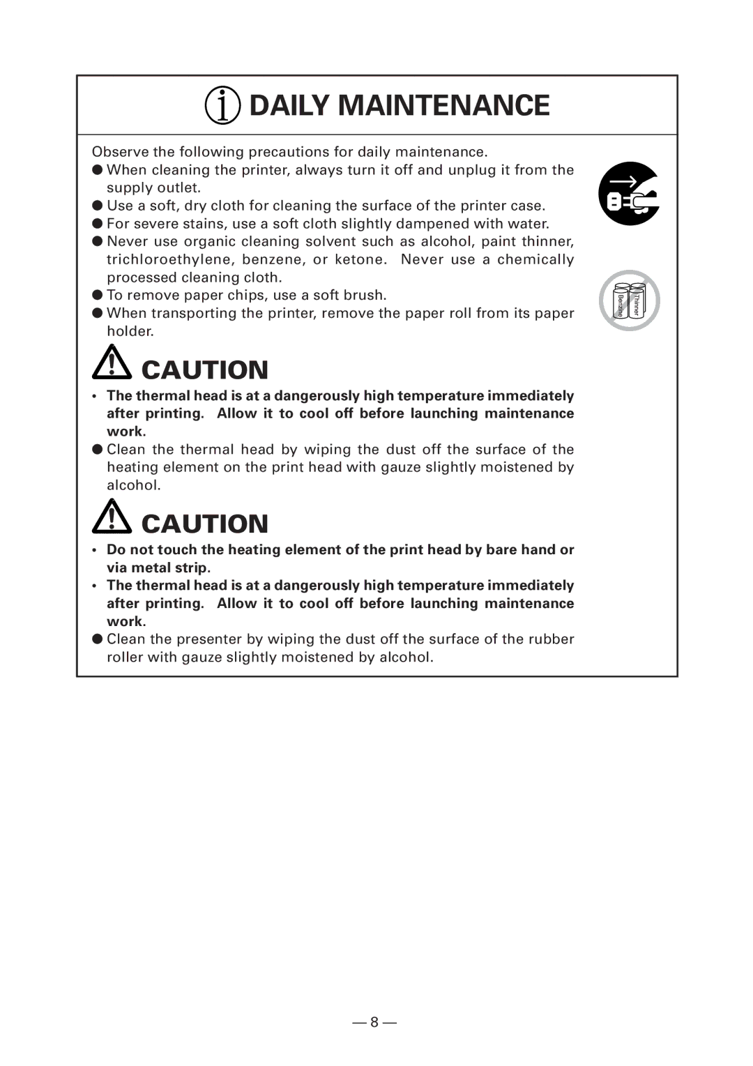 Citizen PPU-700 user manual Daily Maintenance 