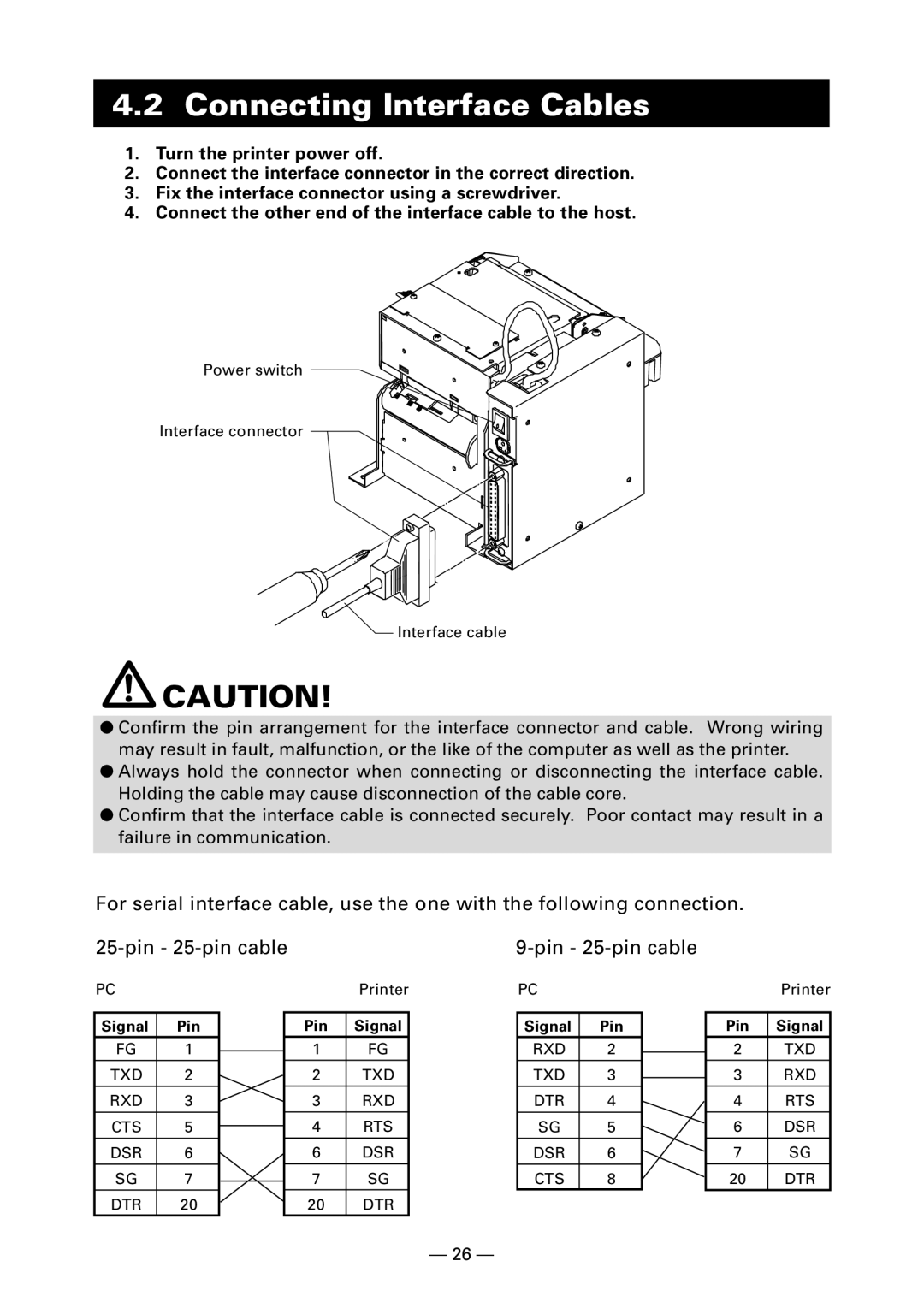 Citizen PPU-700 user manual Connecting Interface Cables 