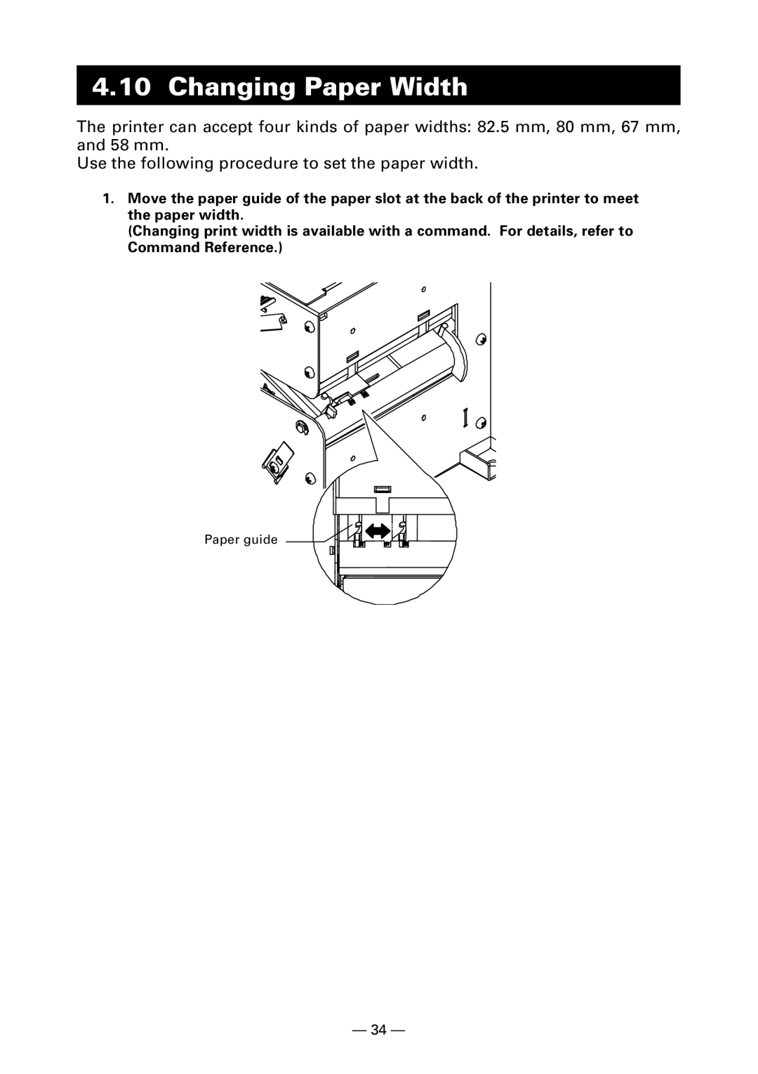 Citizen PPU-700 user manual Changing Paper Width 