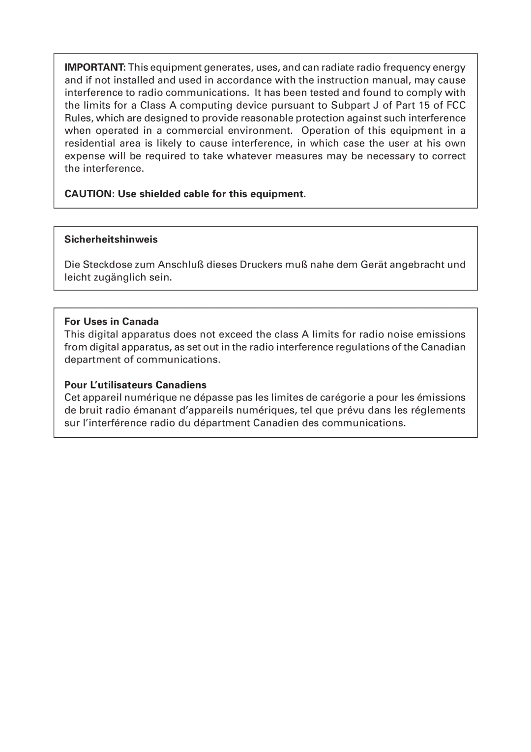 Citizen PPU-700 user manual Sicherheitshinweis 