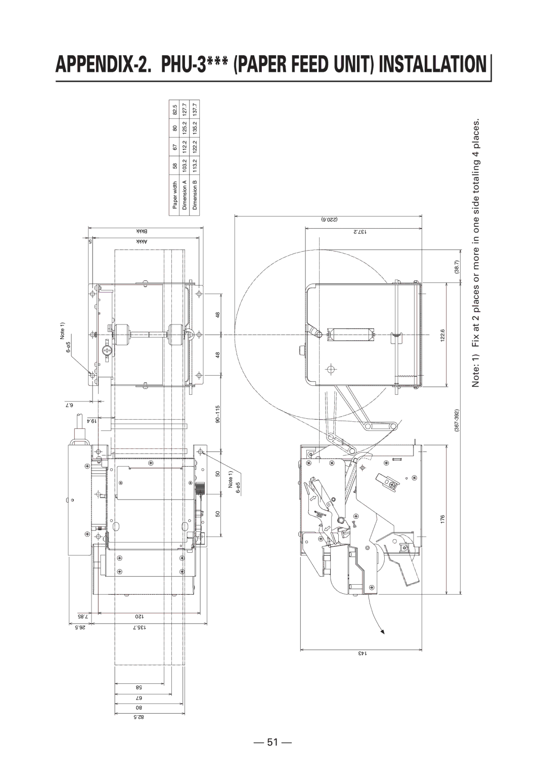 Citizen PPU-700 user manual APPENDIX-2. PHU-3*** Paper Feed Unit Installation 