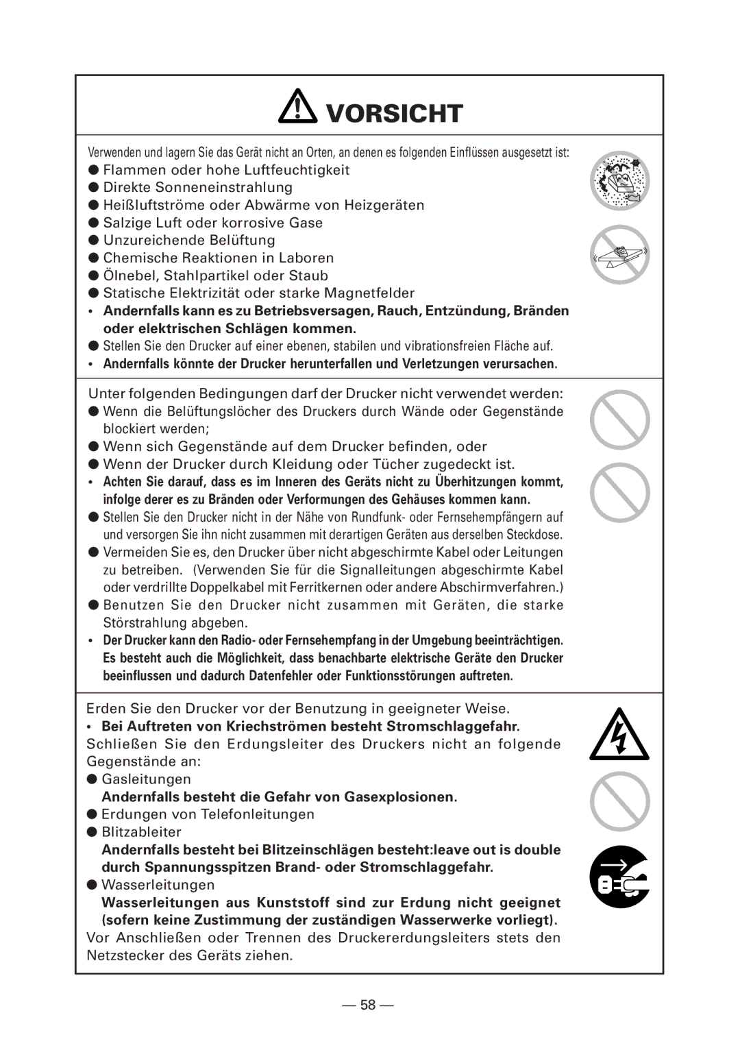 Citizen PPU-700 user manual Erden Sie den Drucker vor der Benutzung in geeigneter Weise 