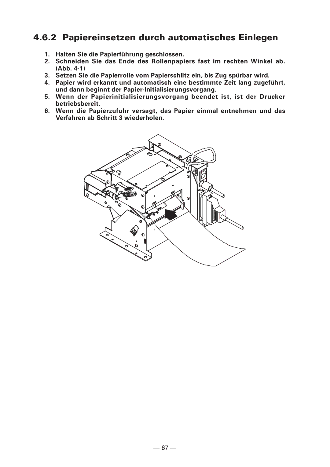 Citizen PPU-700 user manual Papiereinsetzen durch automatisches Einlegen 