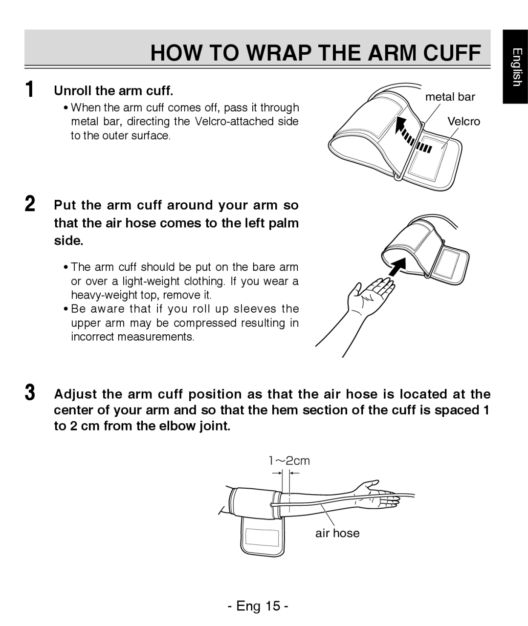 Citizen REF CH-437C instruction manual HOW to Wrap the ARM Cuff, Unroll the arm cuff 