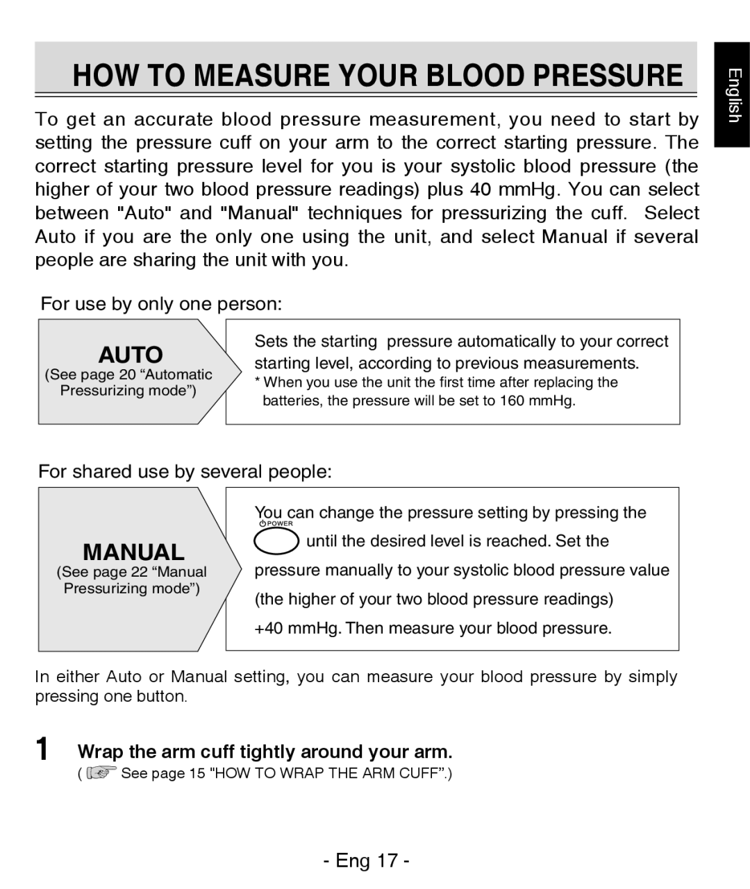 Citizen REF CH-437C instruction manual HOW to Measure Your Blood Pressure, Wrap the arm cuff tightly around your arm 