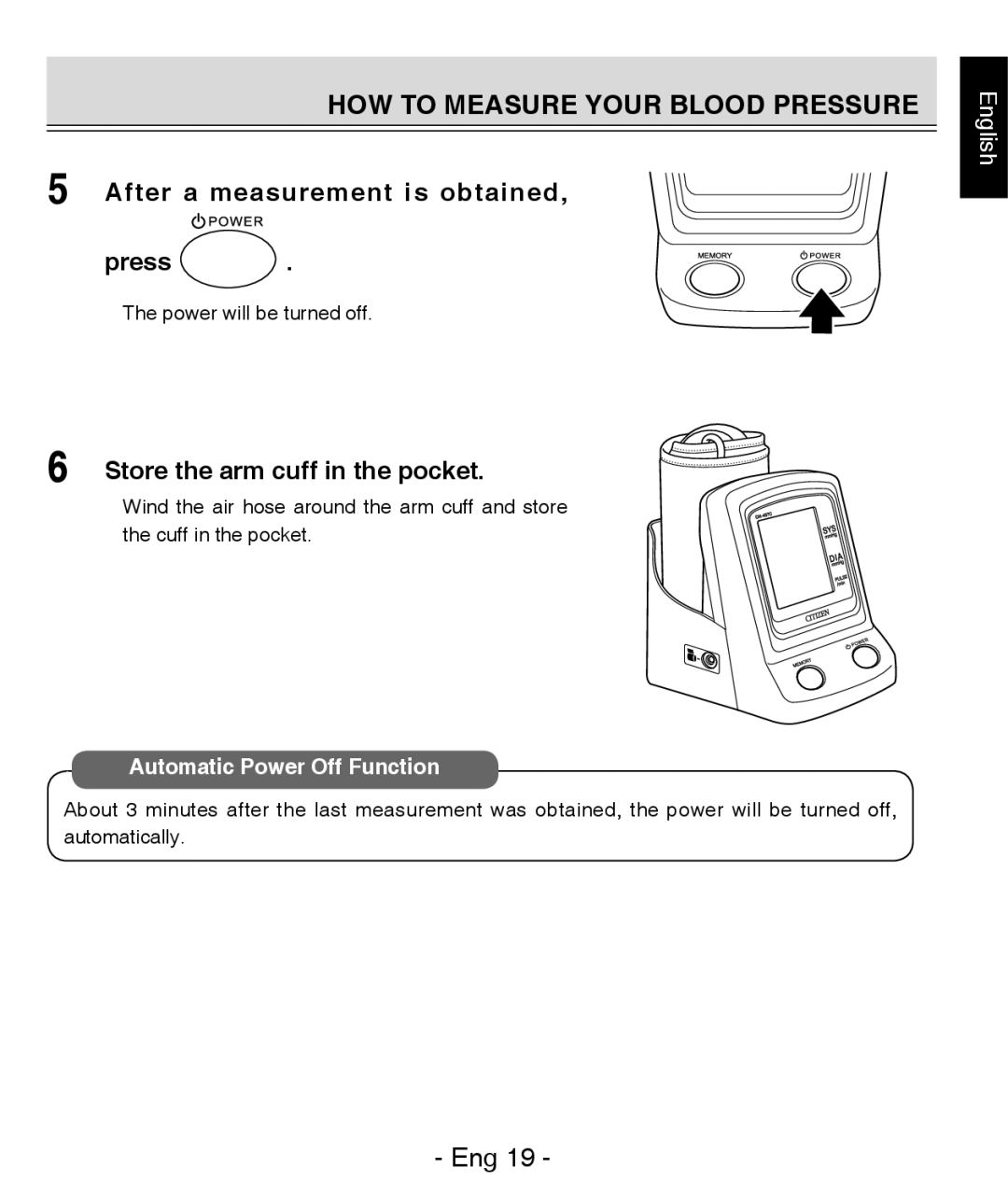 Citizen REF CH-437C instruction manual HOW to Measure Your Blood Pressure, After a measurement is obtained Press 