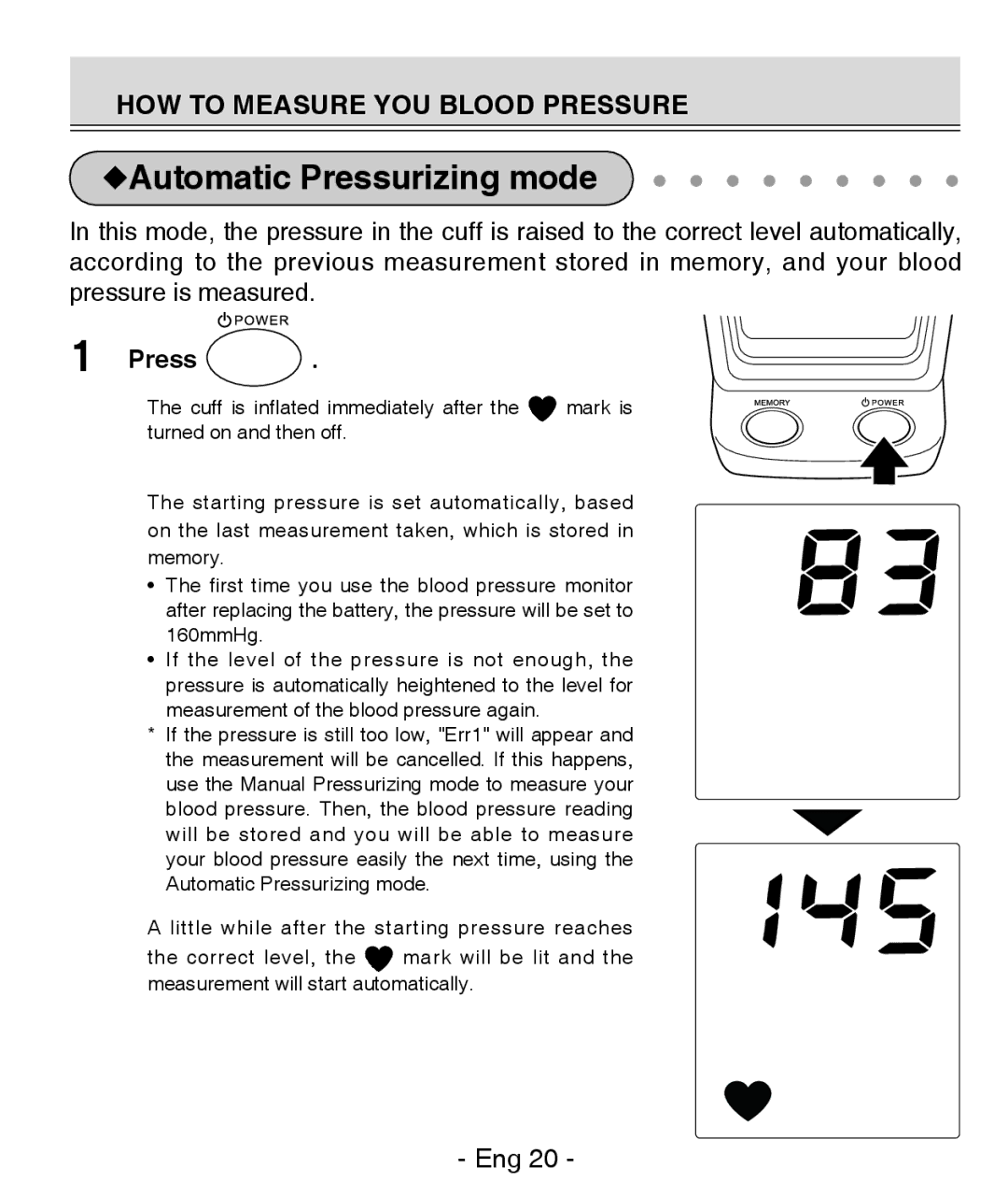 Citizen REF CH-437C instruction manual UAutomatic Pressurizing mode 