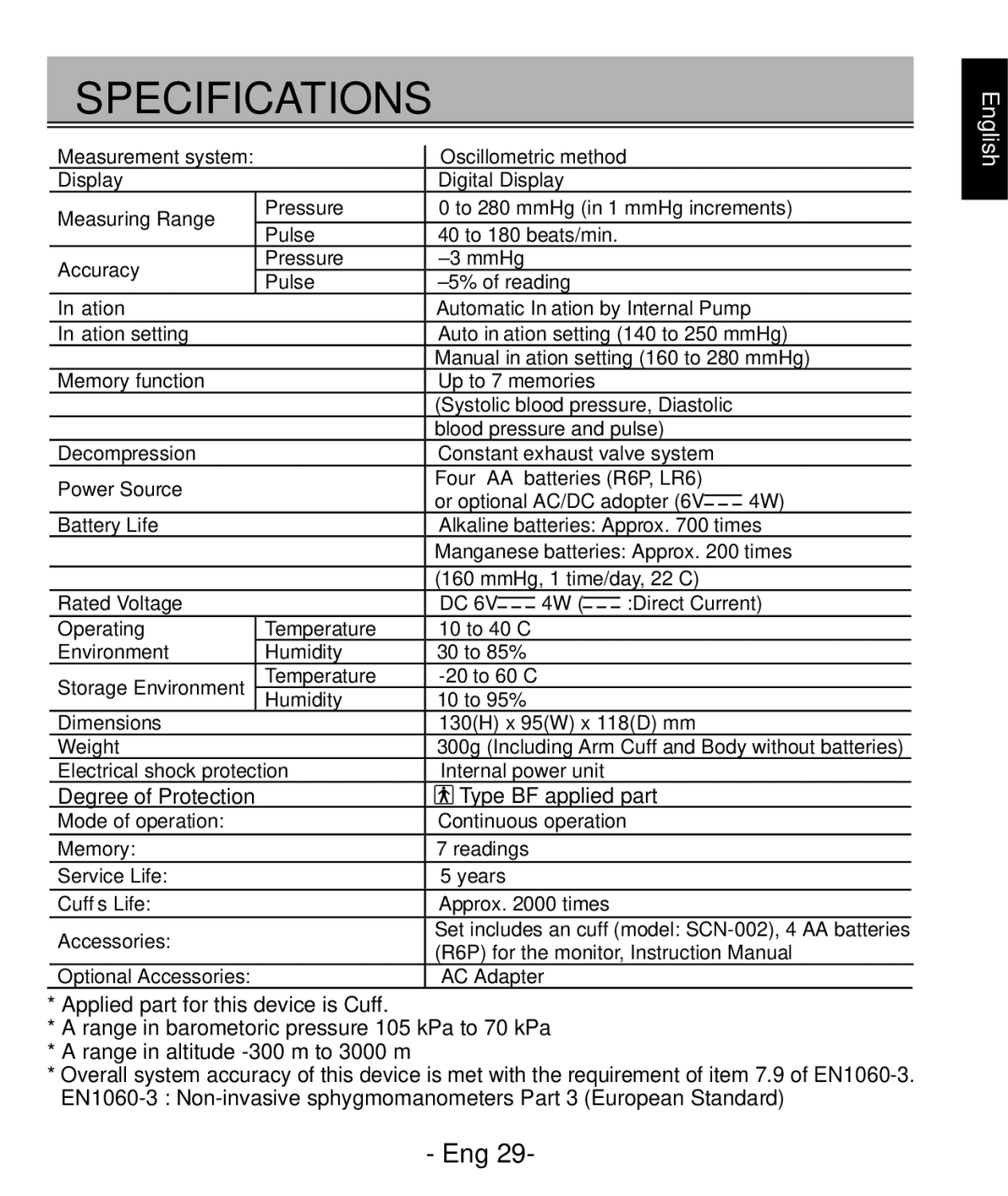 Citizen REF CH-437C instruction manual Specifications 