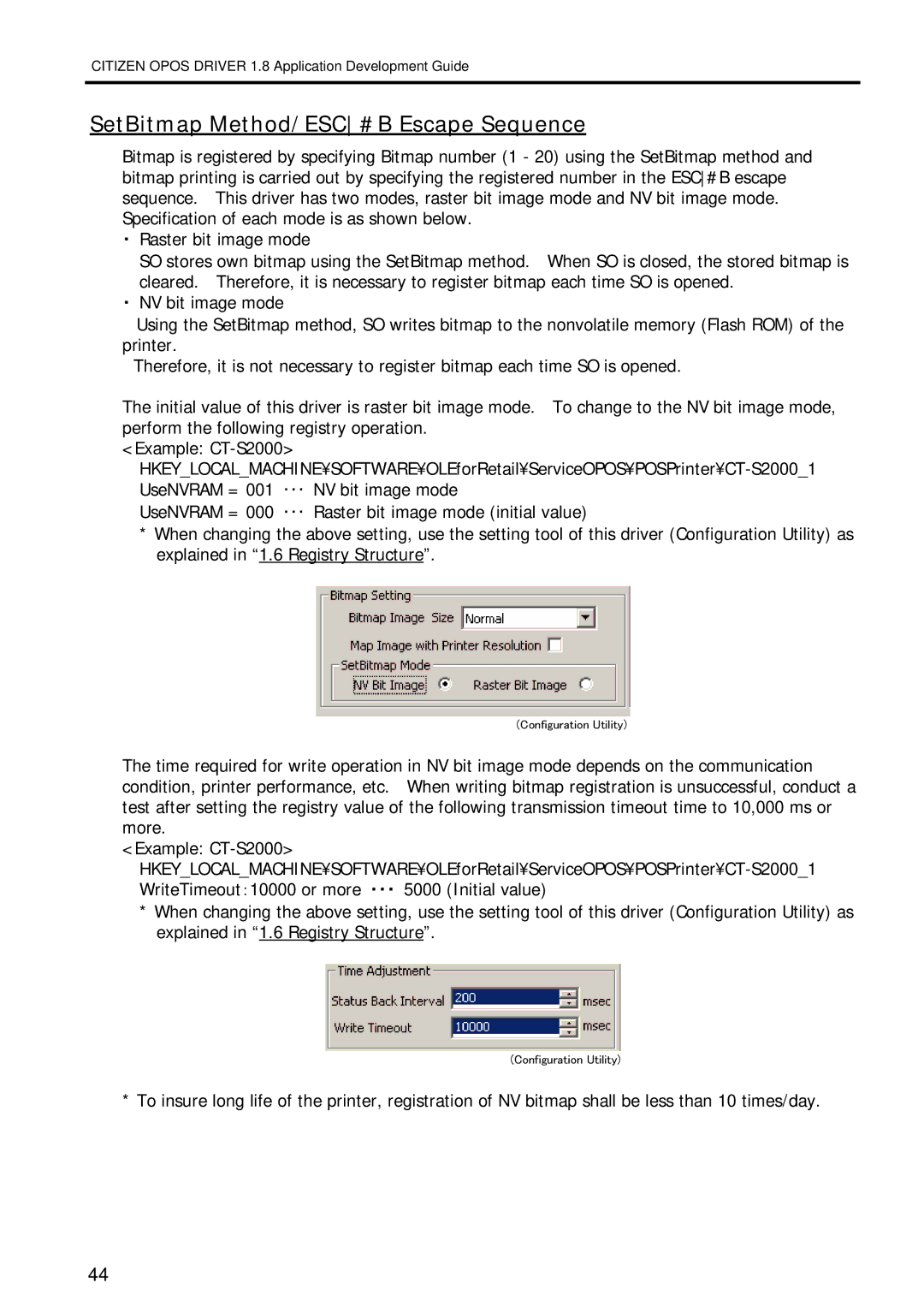 Citizen Systems 1.8 manual SetBitmap Method/ESC#B Escape Sequence 