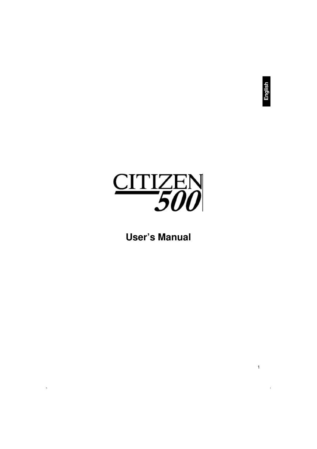 Citizen Systems 500 user manual User’s Manual 