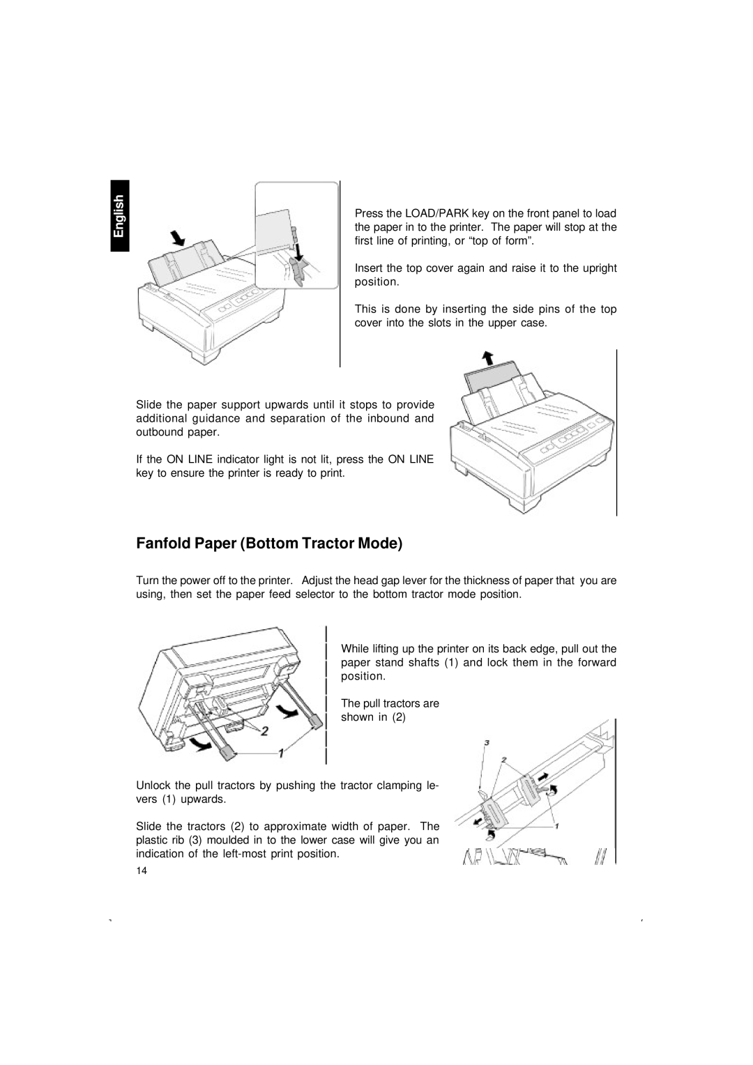 Citizen Systems 500 user manual Fanfold Paper Bottom Tractor Mode 