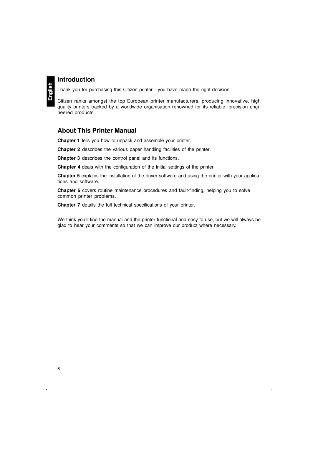 Citizen Systems 500 user manual Introduction, About This Printer Manual 