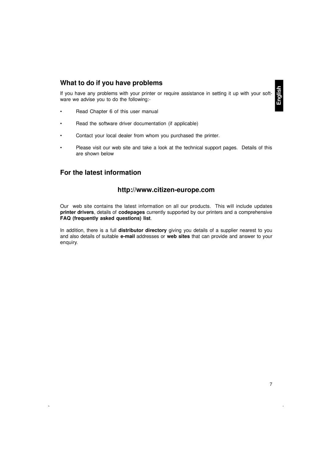 Citizen Systems 500 user manual What to do if you have problems, For the latest information 