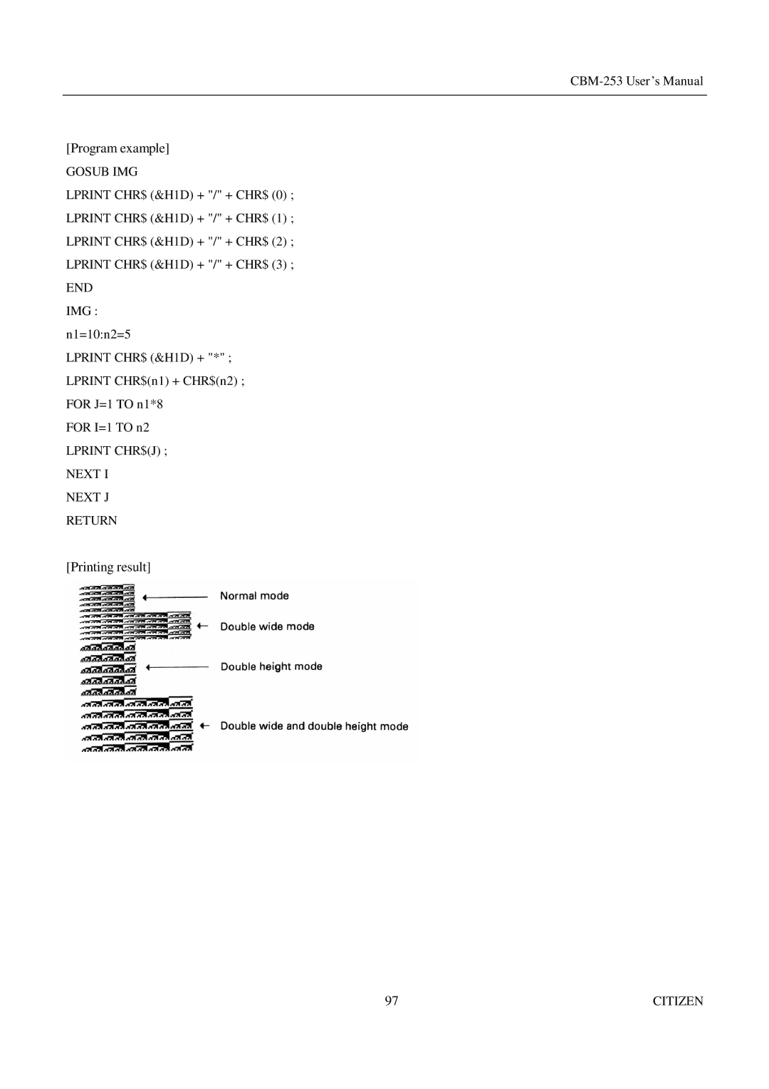 Citizen Systems CBM-253 manual Gosub IMG 