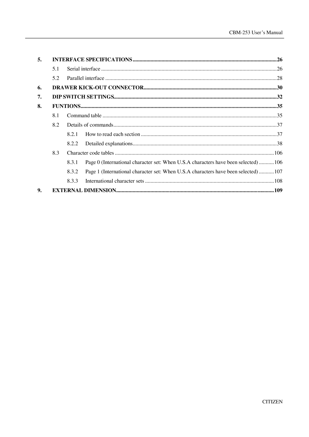 Citizen Systems CBM-253 manual Funtions 