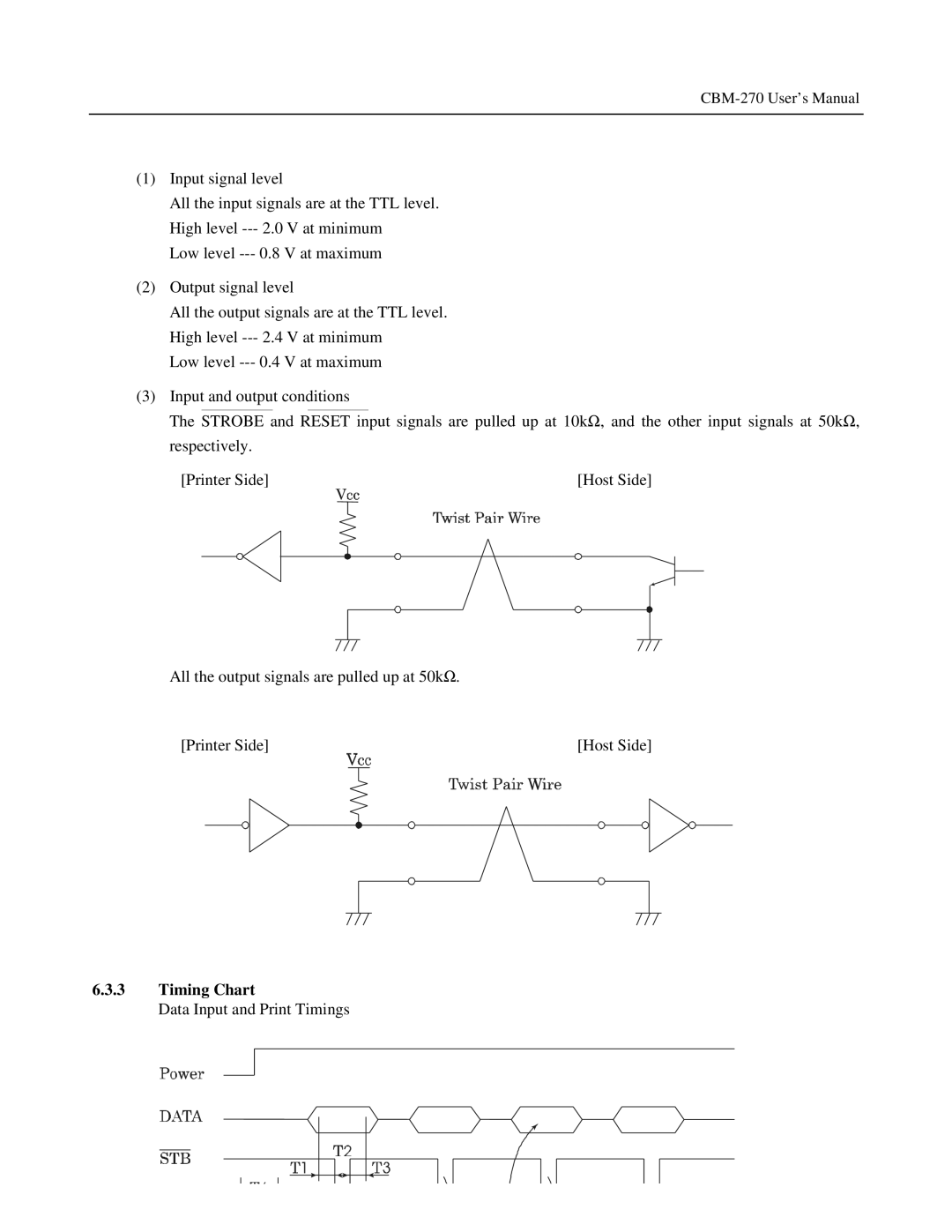 Citizen Systems CBM-270 user manual Timing Chart 