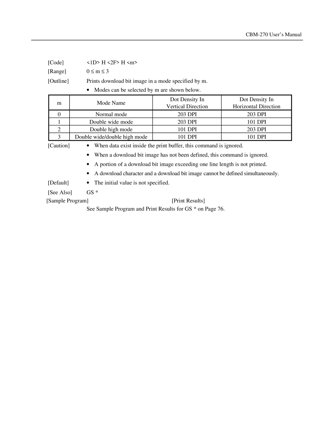 Citizen Systems CBM-270 user manual Vertical Direction Horizontal Direction Normal mode 