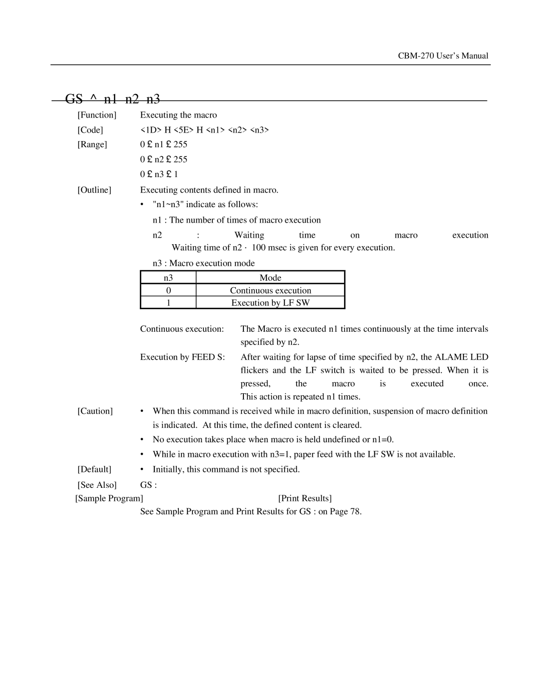 Citizen Systems CBM-270 user manual GS n1 n2 n3 