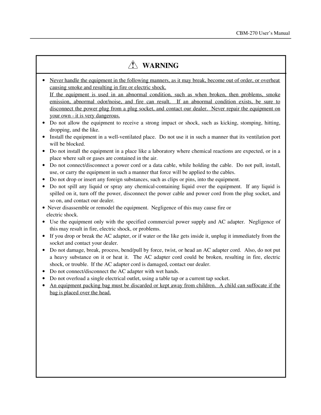 Citizen Systems user manual CBM-270 User’s Manual 