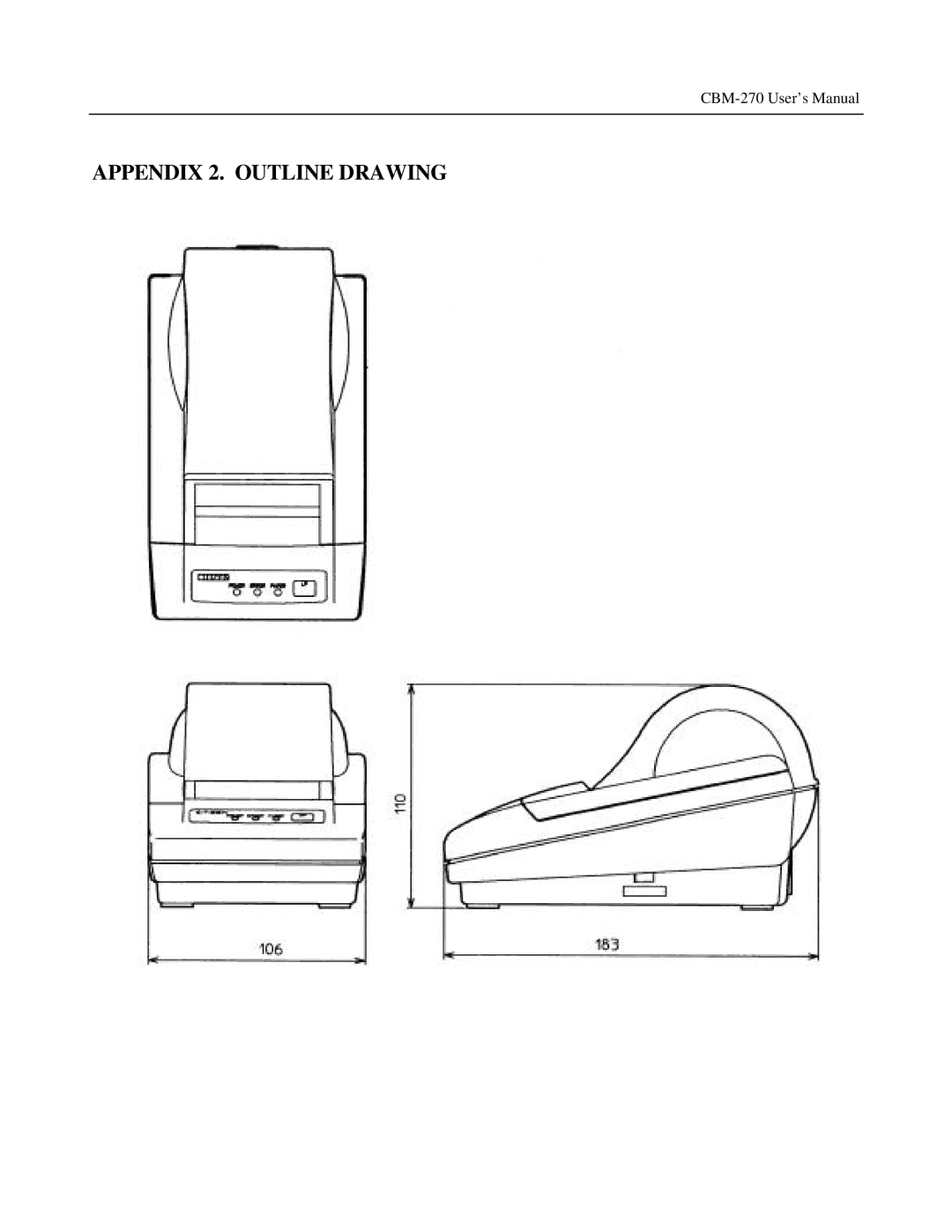 Citizen Systems CBM-270 user manual Appendix 2. Outline Drawing 