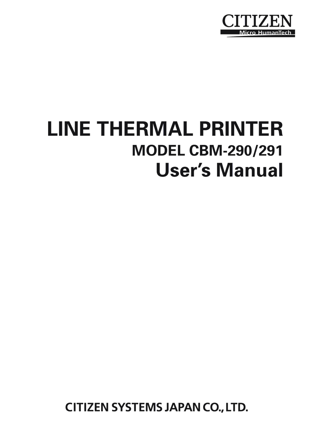 Citizen Systems 291, CBM-290 user manual Line Thermal Printer 