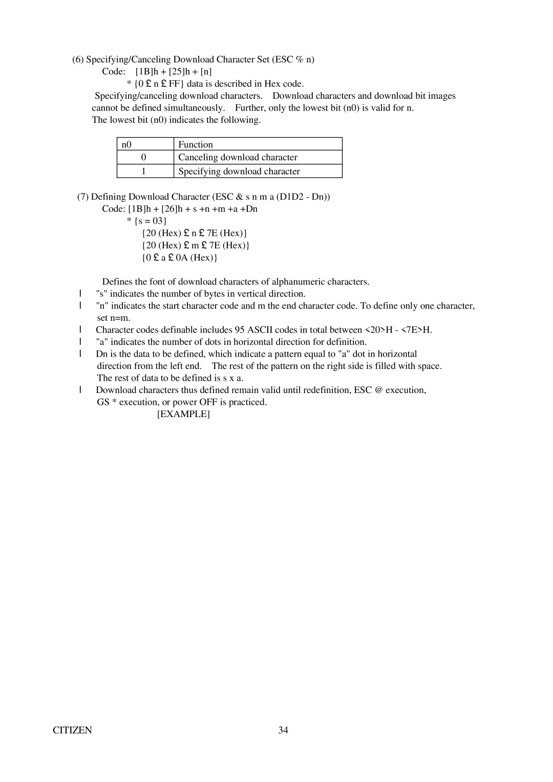 Citizen Systems CBM-291 user manual Example 